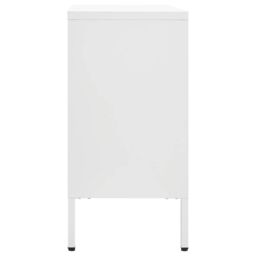 Berkfield Home Sideboard White 105x35x70 cm Steel & Tempered Glass - Size: 105 x 35 x 70 cm - thumbnail 4