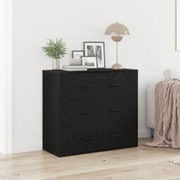 Berkfield Home Sideboard Black Oak 33x80x70 cm Engineered Wood - Size: 33 x 80 x 70 cm - thumbnail 1