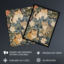 "Artery8 Kittens in Flowers Painting Animal Lover Framed Art Print in Green - Size: W12"" x H16""" - thumbnail 2