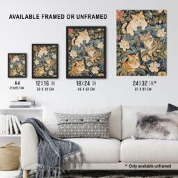 "Artery8 Kittens in Flowers Painting Animal Lover Framed Art Print in Green - Size: W12"" x H16""" - thumbnail 3