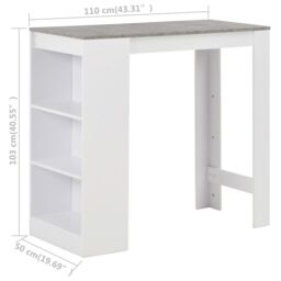 Berkfield Home Bar Table with Shelf White 110x50x103 cm - Size: 110 x 50 x 103 cm - thumbnail 6