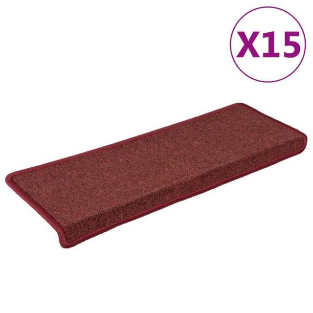 Berkfield Home Carpet Stair Treads 15 pcs 65x21x4 cm Matte Red - Size: Medium - image 1