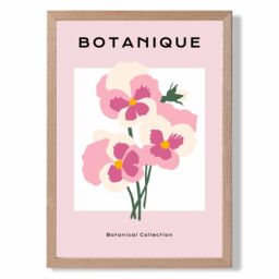 ARTZE Pink Pansies Flower Market Boho Framed Print SIZE: A4 with Oak Frame - Size: A3 - thumbnail 1