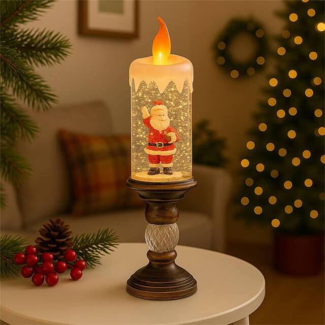 mysmartbuy Snow Swirl Glitter LED Candle 2L Warm White Battery Operated - image 1