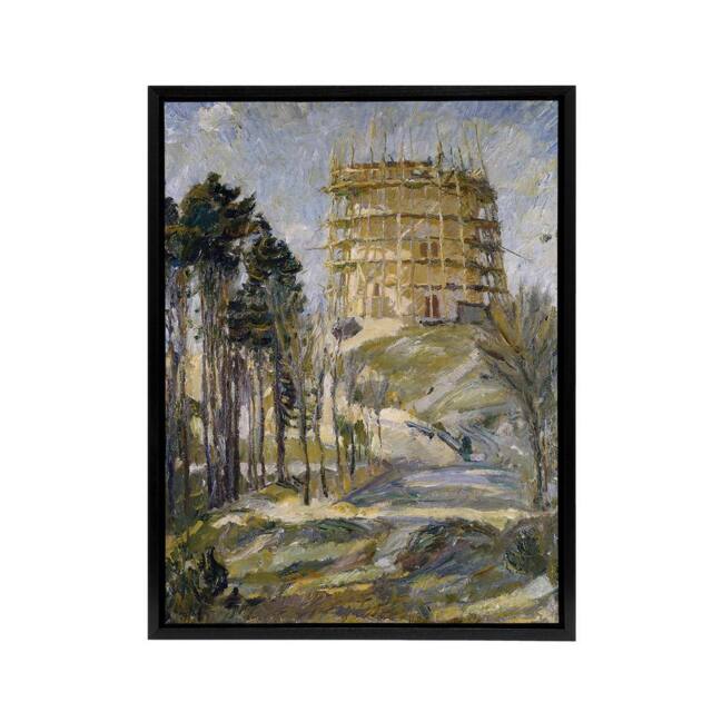"Artery8 Water Tower in Hermsdorf Landscape Beckmann Black Framed Canvas Art - Size: W12"" x H16""" - image 1