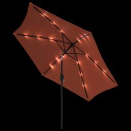 Berkfield Home Outdoor Parasol with LED Lights & Steel Pole 300 cm Terracotta in Brown - thumbnail 5