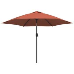 Berkfield Home Outdoor Parasol with LED Lights & Steel Pole 300 cm Terracotta in Brown - thumbnail 2