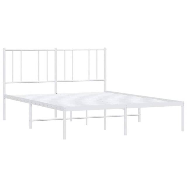 Berkfield Home Metal Bed Frame with Headboard White 160x200 cm - image 1