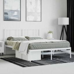 Berkfield Home Metal Bed Frame with Headboard White 160x200 cm - thumbnail 4