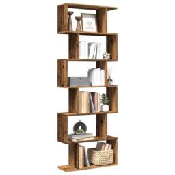 Berkfield Home Room Divider Bookcase 6-Tier Old Wood 70x24x193 cm Engineered Wood in Brown - Size: 70 x 24 x 193 cm - thumbnail 2