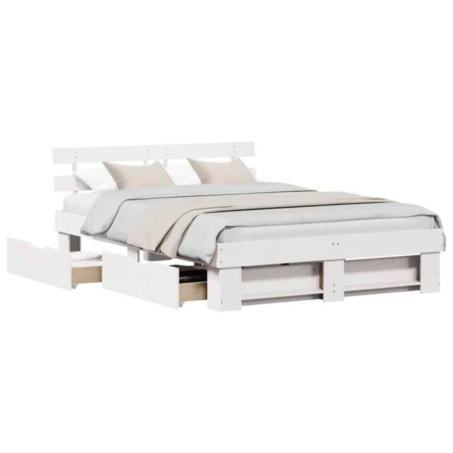 Berkfield Home Modern with Drawer with Headboard with Storage White 140 x 200 cm - image 1
