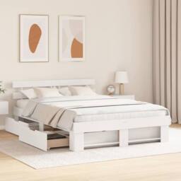 Berkfield Home Modern with Drawer with Headboard with Storage White 140 x 200 cm - thumbnail 4