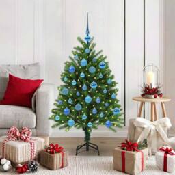 Berkfield Home Christmas Tree with 150 LEDs with Stand Green 120 cm PE - thumbnail 1