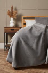 BHS Faux Fur Throw with Velvet Backing in Grey - Size: Small - thumbnail 1