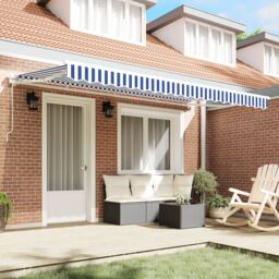 Berkfield Home Retractable Awning Manual Blue & White 350x200 cm - thumbnail 3