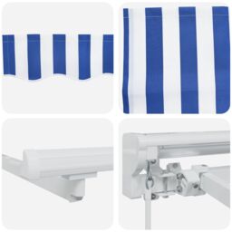 Berkfield Home Retractable Awning Manual Blue & White 350x200 cm - thumbnail 8