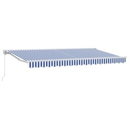 Berkfield Home Retractable Awning Manual Blue & White 350x200 cm - thumbnail 2