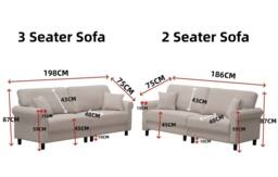 LUXURY LIFE Geneva Fabric Sofa Set Linen or Velvet in Beige - thumbnail 3