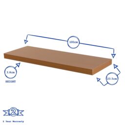 Harbour Housewares 3x 100cm Floating Wall Shelves - Wall Mountable for Storage & Display in Brown - Size: 3x 100 cm - thumbnail 3