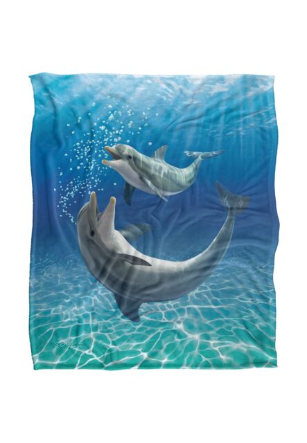 JQ Licensing Royce Mcclure Dolphin Bubbles Silky Touch Super Soft Throw Blanket 152 X 127 cm in White - image 1