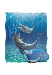 JQ Licensing Royce Mcclure Dolphin Bubbles Silky Touch Super Soft Throw Blanket 152 X 127 cm in White - thumbnail 2