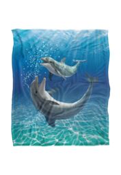 JQ Licensing Royce Mcclure Dolphin Bubbles Silky Touch Super Soft Throw Blanket 152 X 127 cm in White - thumbnail 1