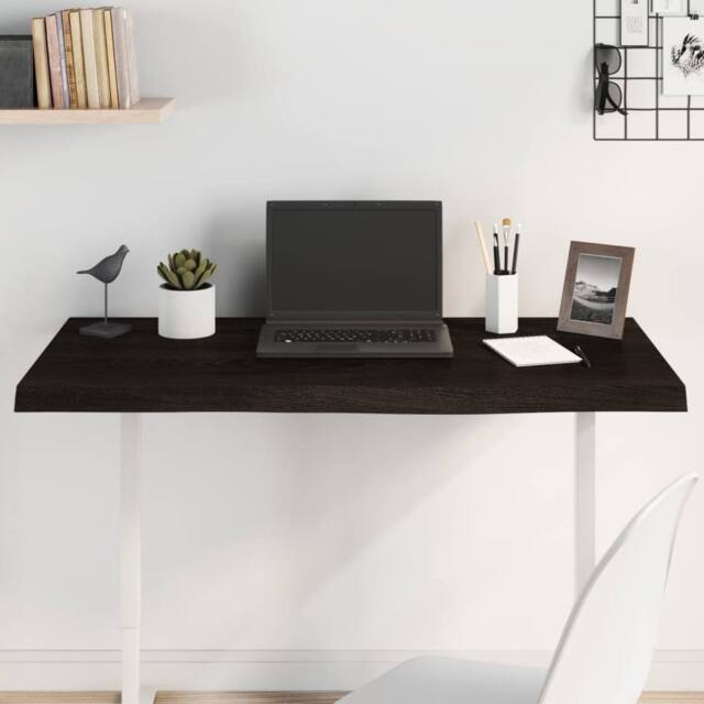 Berkfield Home Table Top Dark Grey 100x50x(2-6) cm Treated Solid Wood Oak in Charcoal - image 1