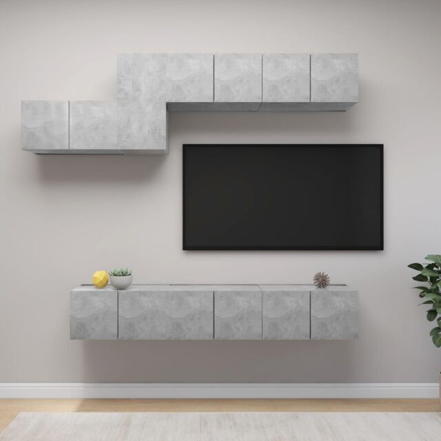 Berkfield Home 7 Piece TV Cabinet Set Concrete Grey Engineered Wood - image 1