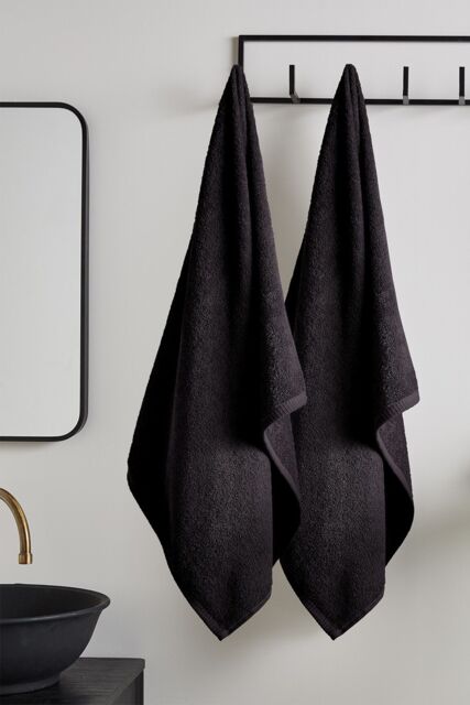 Catherine Lansfield 'Quick Dry Cotton' Bath Sheet Pair in Black - image 1