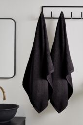 Catherine Lansfield 'Quick Dry Cotton' Bath Sheet Pair in Black