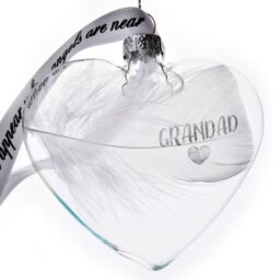 Amaya Rose Ltd In Memory of GRANDAD Feather Heart Bauble Gift Boxed in Clear - thumbnail 3