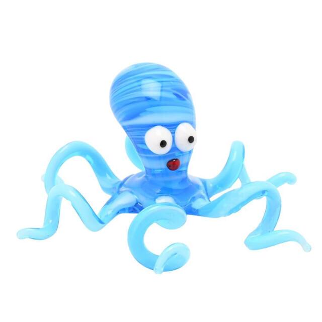 Objets d'Art Miniature Glass Figurine Octopus in Blue - image 1