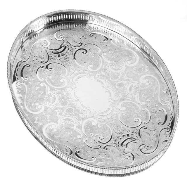 Arthur Price Silver Plated Home Tableware 15.25 Inch Oval Mounted Gallery Tray - image 1