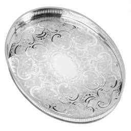 Arthur Price Silver Plated Home Tableware 15.25 Inch Oval Mounted Gallery Tray - thumbnail 1
