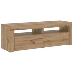 Berkfield Home TV Cabinet with LED Lights Artisan Oak 120x35x40 cm Engineered Wood in Brown - Size: 120 x 35 x 40 cm - thumbnail 7