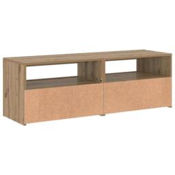 Berkfield Home TV Cabinet with LED Lights Artisan Oak 120x35x40 cm Engineered Wood in Brown - Size: 120 x 35 x 40 cm - thumbnail 9