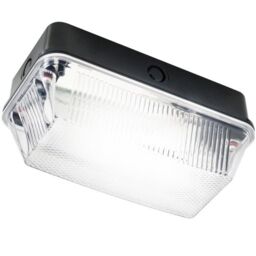 Netlighting Bulkhead with Clear Prismatic Diffuser & Black Plastic Base 230V IP65 60W B22
