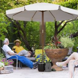 OUTSUNNY Garden Parasol Patio Umbrella with Ruffles Cream White - thumbnail 1