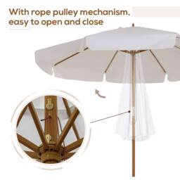 OUTSUNNY Garden Parasol Patio Umbrella with Ruffles Cream White - thumbnail 6