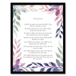 "Artery8 Wall Art Print Psalm 121 I Will Lift Up My Eyes Old Testament Bible Quote Framed Art in Purple - Size: W12"" x H16""" - thumbnail 1