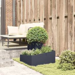 Berkfield Home Plastic Planter Anthracite Plastic Medium Durable in Charcoal - thumbnail 4
