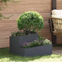 Berkfield Home Plastic Planter Anthracite Plastic Medium Durable in Charcoal - thumbnail 2