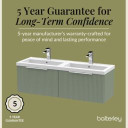 Balterley Fluted Wall Hung 2 Drawer Vanity Basin Unit & Basin 1200mm Satin Green - thumbnail 6