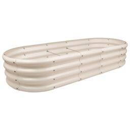 Harbour Housewares Raised Garden Bed - Rounded Bottomless Galvanised Steel Planter 180 x 90cm in Ivory - Size: 180 x 90 cm