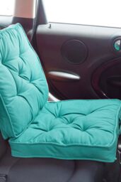 Homescapes Cotton Travel Support Booster Cushion in Teal - Size: 50 cm x 50 cm - thumbnail 9