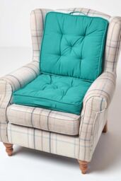 Homescapes Cotton Travel Support Booster Cushion in Teal - Size: 50 cm x 50 cm - thumbnail 6