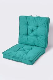 Homescapes Cotton Travel Support Booster Cushion in Teal - Size: 50 cm x 50 cm - thumbnail 1