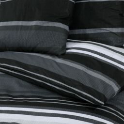 Berkfield Home Duvet Cover Set Black & White 200x220 cm Cotton - thumbnail 5