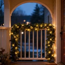 Shatchi 2.7M Pre-Lit Alaskan Garland - 70 Warm White LEDs, Christmas Décor in Green - thumbnail 3