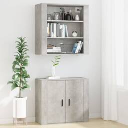 Berkfield Home Wall Cabinet Concrete Grey 80x33x80 cm Engineered Wood - Size: 80 x 33 x 80 cm - thumbnail 7